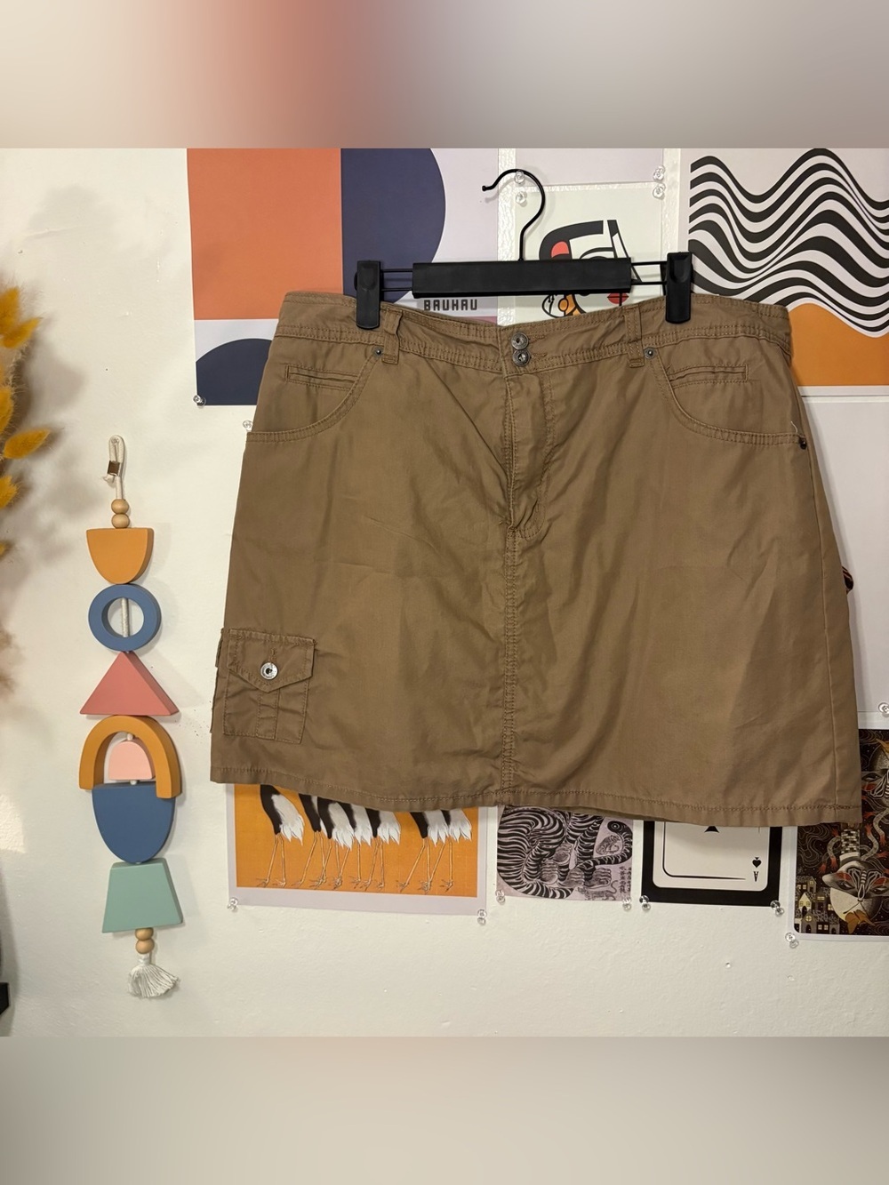 Gloria Vanderbilt Khaki Mini Skirt with Cargo Pocket